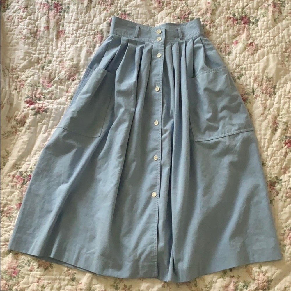 Vintage Blue Button Down Skirt
